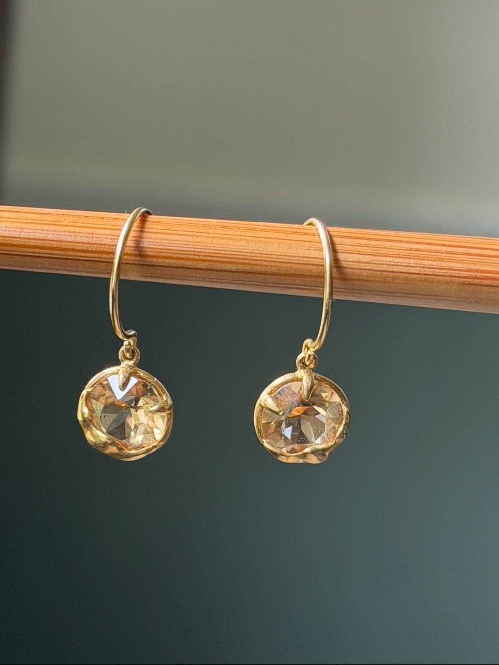 Chan Luu Champagne Stone Drop Earrings Faceted Open Back